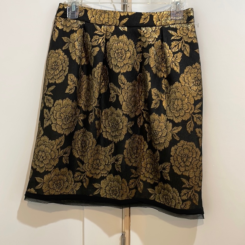 NANETTE LEPORE Women's Floral Metallic Foiled Jacquard A-Line Skirt